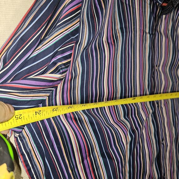 Bugatchi Uomo Purple Striped Dress Shirt Mens XXL Long Sleeve ButtonUp Flip Cuff - Picture 10 of 11